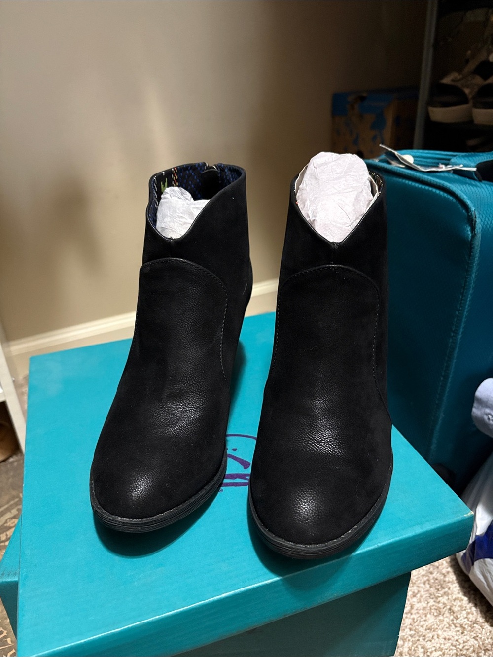 Women's Black Slip-On V-Cut Ankle Booties